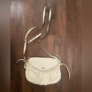 JUICY COUTURE Crown White Faux Leather Flap Zipped Crossbody Shoulder Bag Purse